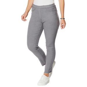 HUE High Waist Denim Stretch Legging, Gray, Size Medium